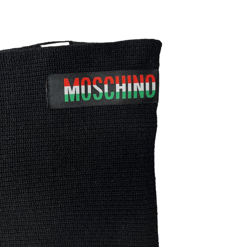 2-3 MOSCHINO NWT Knit Wool Scarf Black One Size - Picture 3 of 7